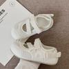 Soft Leather Version~ Platform-soled Sports Bag Head Sandals Women's 2025 New Summer Little White Shoes with Skirts Velcro Single Shoes