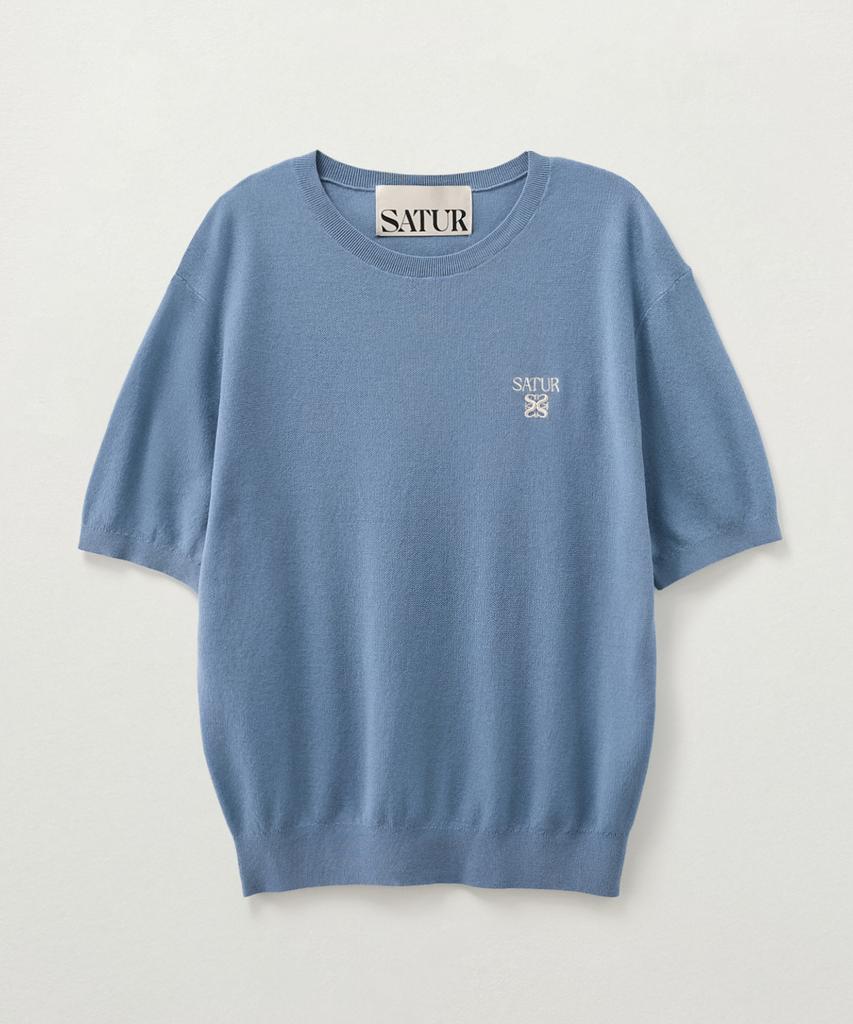Seteo Lightweight Crew Neck Half Knit Blue
