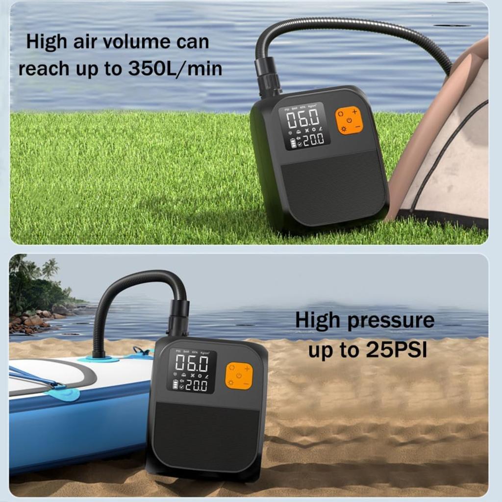 Electric Paddle Board Pump, 25PSI High Pressure SUP Air Pump Inflatable Pump Rechargeable Electric Pump with Flashlight,SOS,Auto-Off for Stand Up