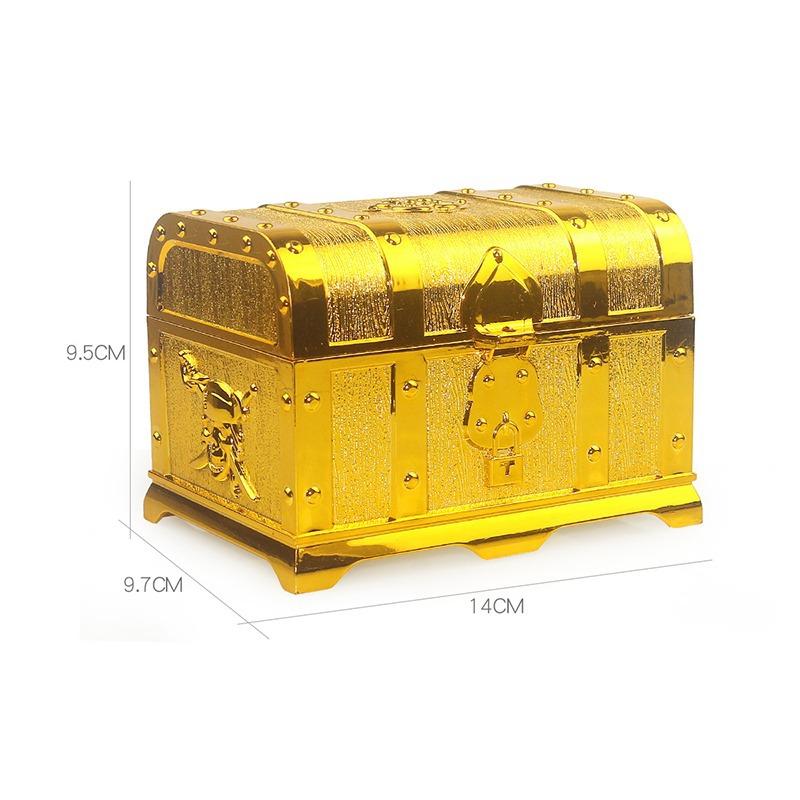 Captain Pirate Game Plastic Gold Toy Gold Coin Party Pirate Treasure Box Children'S Dress Up Treasure Box Gold Coin Gift