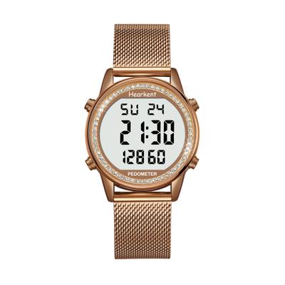 Hearkent Damen Schrittzähler Uhr, Wasserdicht, Hintergrundbeleuchtung, Schritte, Distanz, Kalorien, Countdown, Stoppuhr, Wecker, Stündliche Erinnerungen, Großes Digitales Display