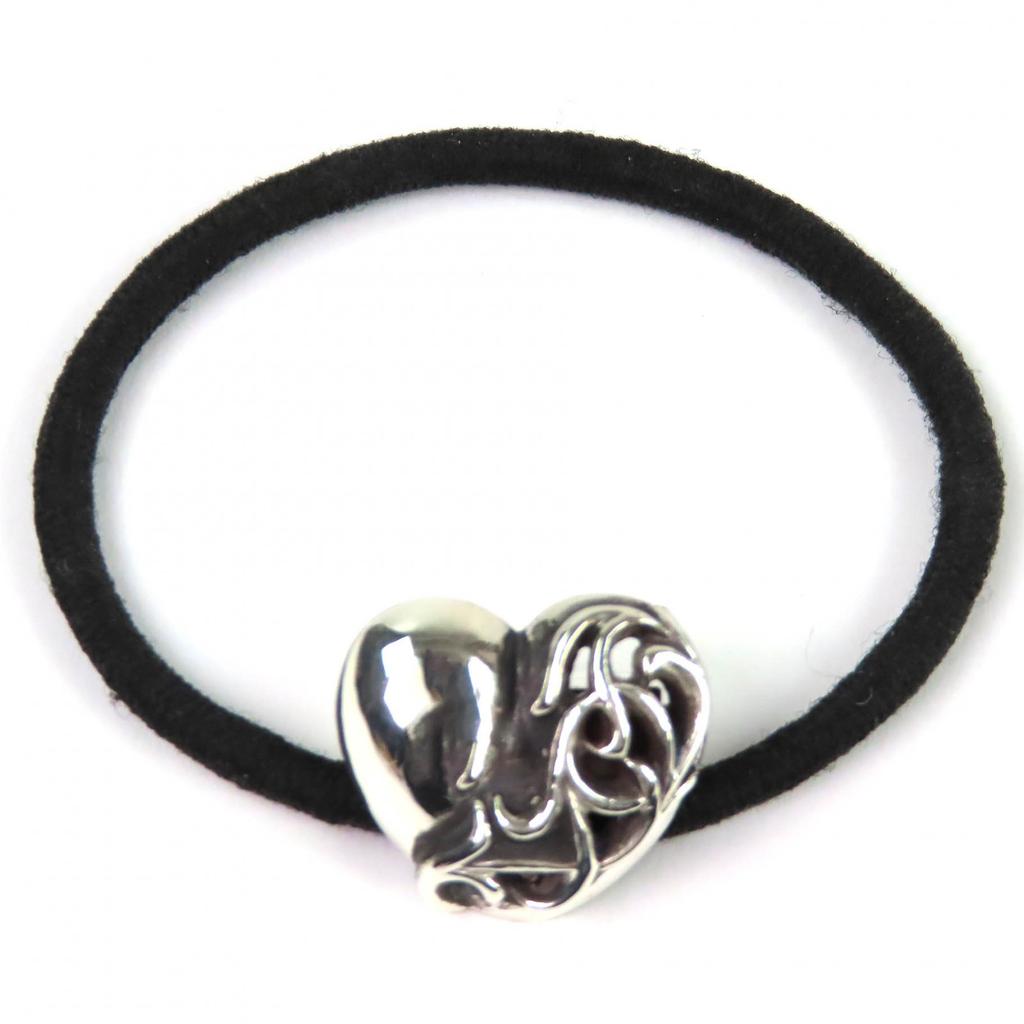 Great CHROME HEARTS hair accessory Heart motif concho button hair tie Silver 925 Used