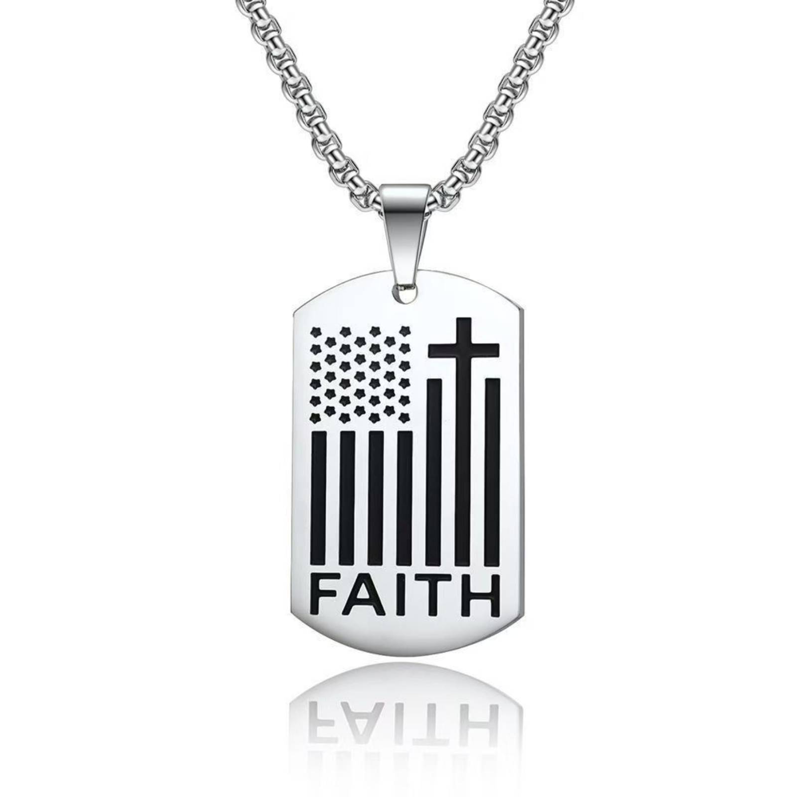 Dog Tag Cross Pendant Necklace for Men Strengthen Courage Stainless Steel Jewelry Gift