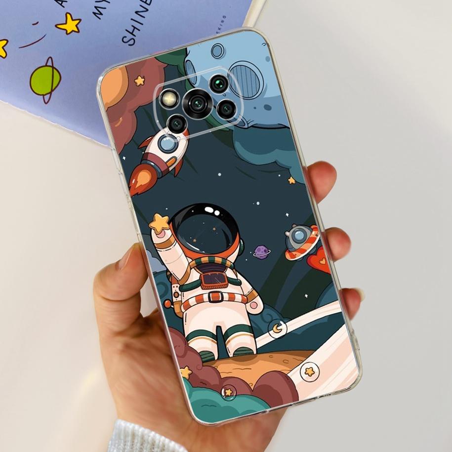 For Xiaomi Poco X3 Pro Phone Case Soft Silicon TPU Shockproof Coque For Poco X3 PocoX3 X 3 NFC Back Cover Bumper Astronaut Funda