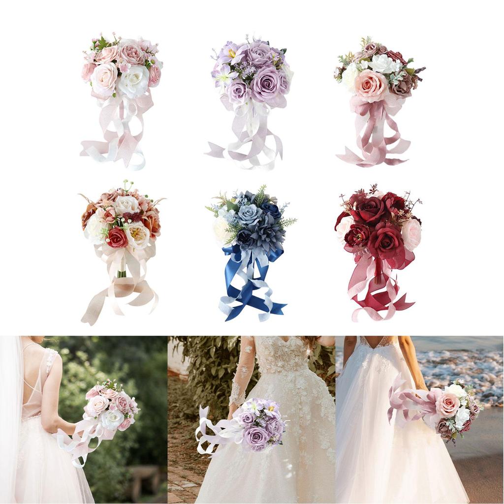 Bridal Bouquet Home Decor Lifelike Elegant Romantic Decoration Fake Ceremony Anniversary Prom Mother's Day Valentine's Day