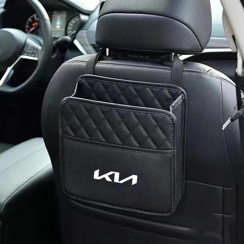 BTSOM1 Leather Car Interior Seat Back Storage Organizer Box For Kia KN Sportage GT Line Ceed Picanto Cerato Seltos Soul Rio Accessories