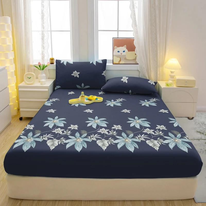 

1 проста сучасна матова простирадла на резинці з принтом рослин та квітів, покривало для ліжка з принтом для спальні, постільна білизна (За винятком наволочок) 71x132cm