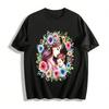 Floral Print Mom And Baby Hug Casual Parent-child T-shirts Pure Cotton T-shirt