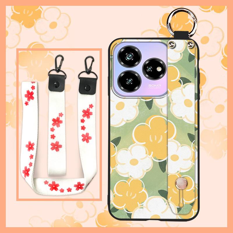 Waterproof Dirt-resistant Phone Case For ZTE Blade V60 Design/Axon 60 Lite Anti-knock Flower Wristband Soft case Lanyard