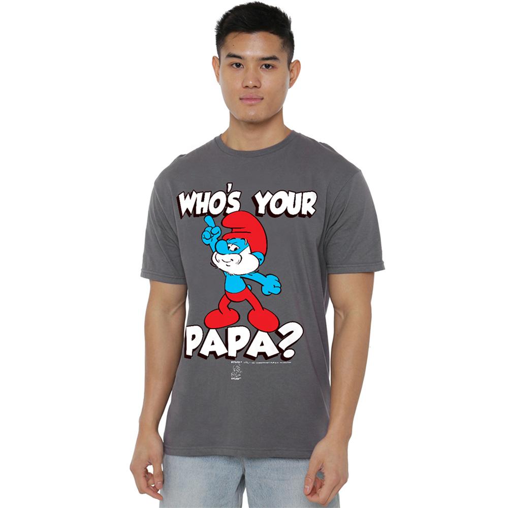 The Smurfs Unisex Adult WhoÂ´S Your Papa Smurf T-Shirt