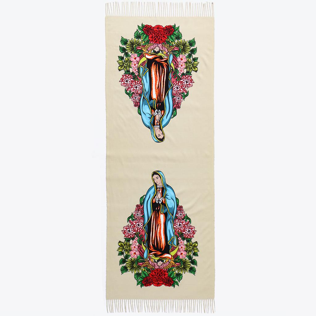 Custom Catholic Virgin Mary Tassel Scarf Women Soft Quality Cashmere Shawl Wrap Warm Throw Blanket Prayer Shawl