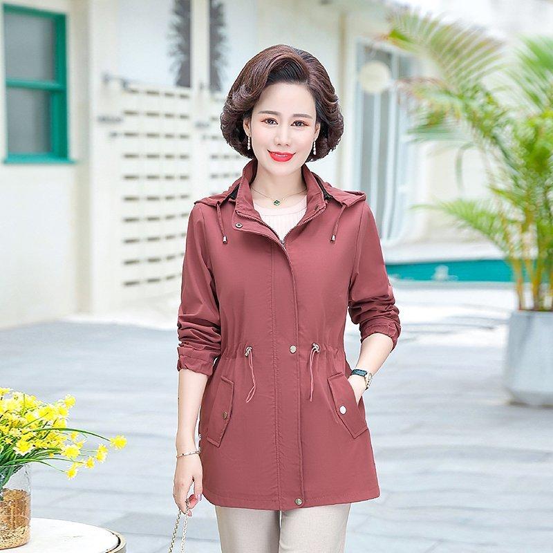Spring Windbreaker Jacket Fashion Women's Plus Size Spring and Autumn Middle-aged Leisure Jacket Top