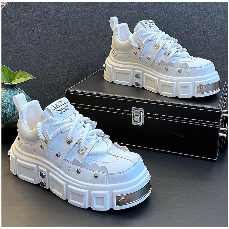 Fashion Men's Fashion Big Head Thick Sole Derby Shoes Trend Rivets Versatile Casual Shoe Punk Lace Up Skateboard Shoes Zapatillas Hombre