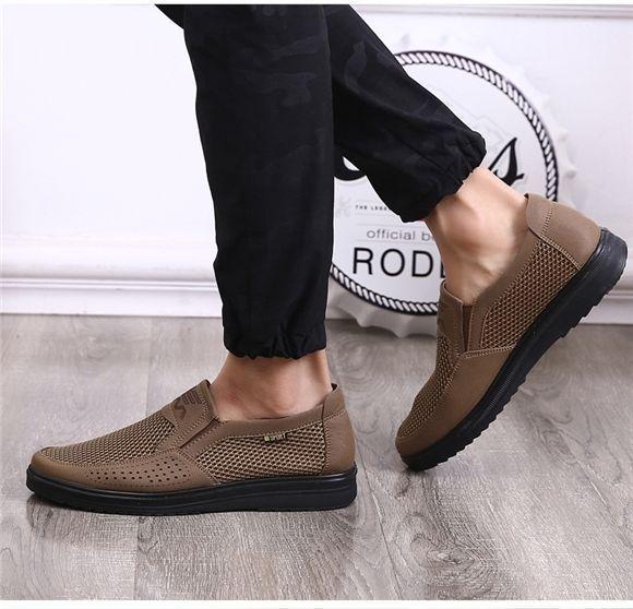 Men's Old Beijing Non-Slip Mesh Shoes: Breathable, Casual, Plus Size Shoes for Seniors