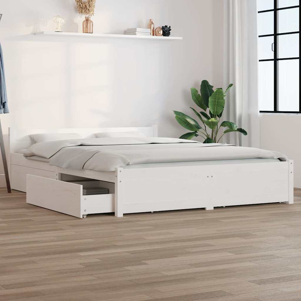 vidaXL Bett mit Schubladen Weiß 160x200cm