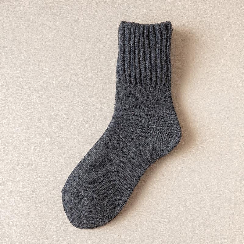 5 Par / Zestaw Damskie Super Grube Skarpety Wełniane w Jednolitym Kolorze i Grube Ciepłe Skarpety Frotte
