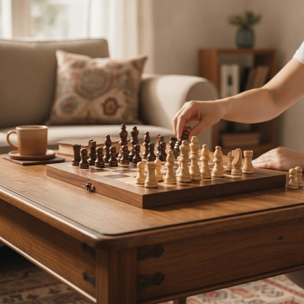 Wooden Material Wooden Chessmen Smooth Finish International Chess Staunton Chess Set Adult