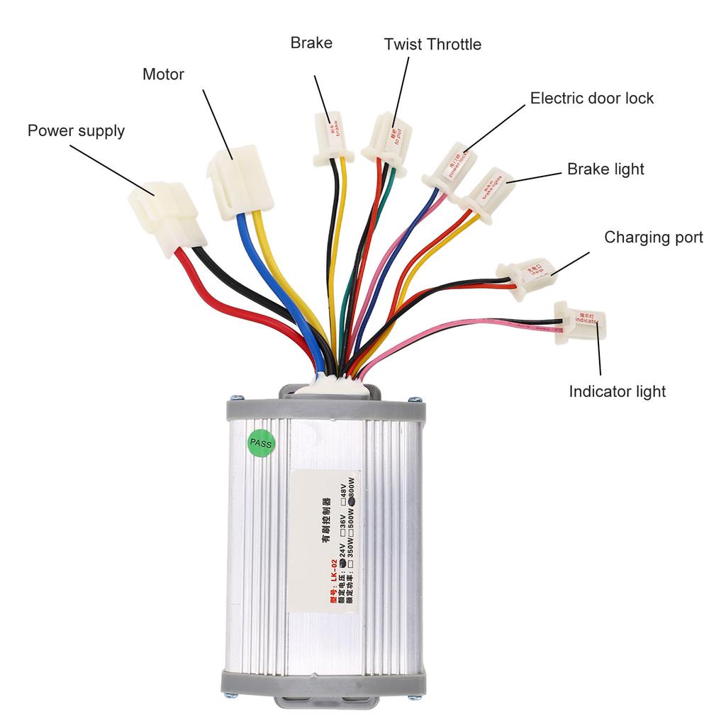 Controller per Triciclo Elettrico 24V 800W Kit Acceleratore a Pedale Kit Retrofit Bici Batteria al Litio