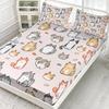 Cartoon Cat Pattern Bed Hat Three-Piece Digital Printing Bedding Bed Hat Three-Piece Set Children And Adults