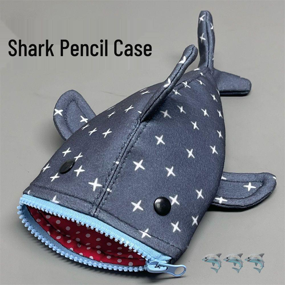 

Xiaohongshu Shark Star Cute Pencil Case: Funny, Creative, Large Capacity Stationery Storage Bag for Students. One Size