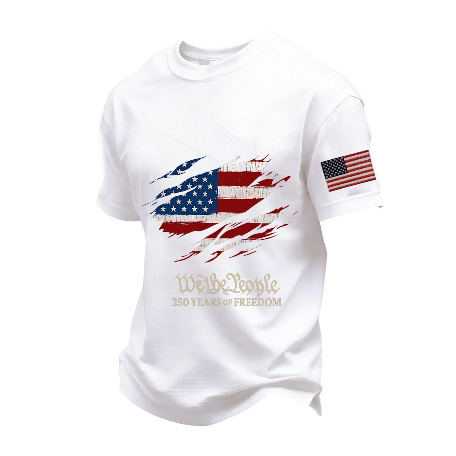 

Men s Loose And Casual Flag-print T-shirt, Short Sleeve Shirt XL