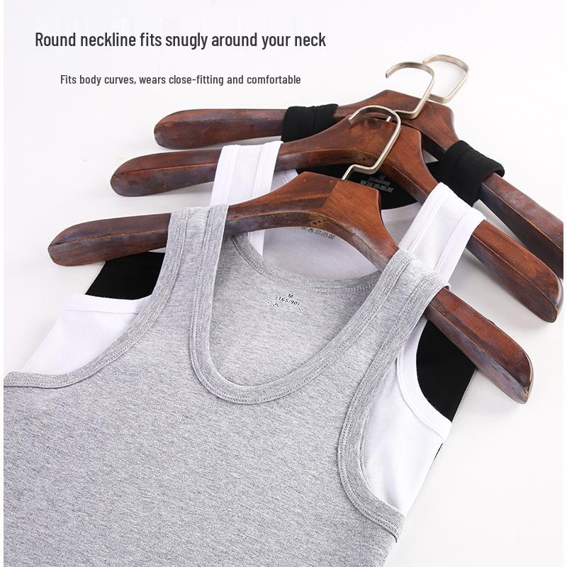 Kangji Pánské tílko z čisté bavlny slim fit s racerback střihem - Prodyšné tričko bez rukávů v jednobarevném provedení