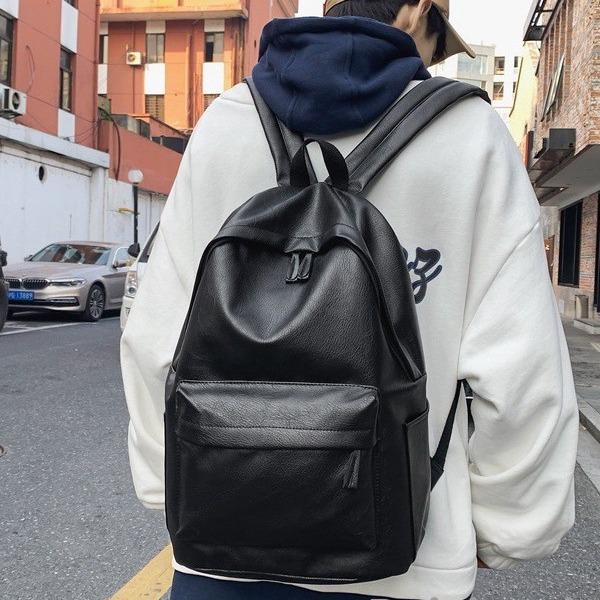 Large Capacity PU Leather Backpack - Unisex Casual Travel & College Bag