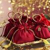 Christmas Gift Bags With Tassel Drawstring For Holiday Decorations Party Favors Candy Packaging Wedding Decorations