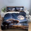 Majestic Bison and Calf Scene Bedding Duvet Cover Set  (1*Duvet Cover 2*Pillowcases, Without Duvet Insert)