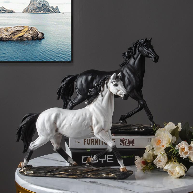 Chinese Zodiac Horse Resin Figurine Decorative Ornament Home Office New Style Vintage Gift