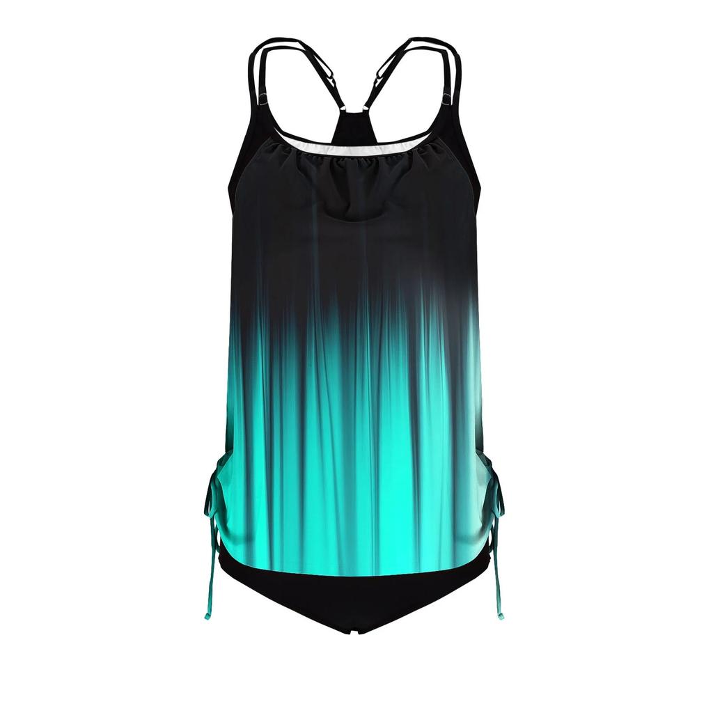Tankini Swimsuits for Women with Bottom Athletic Two Piece Bathing Suits Racerback Tank Tops Printed Swimwear
