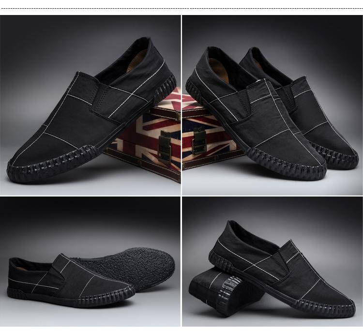 Nya skor för män Mode Loafers Vår Sommar Ventilerande Tyg Söm Casual Skor Trendiga Coola Slip-on Platta Skor