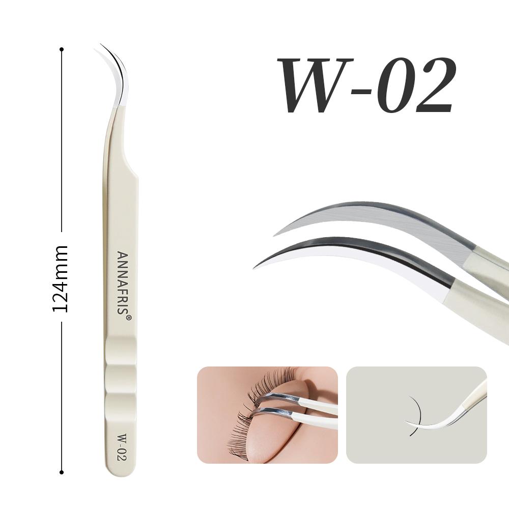 ANNAFRIS Stainless Steel High Precision False Eyelash Tweezers Straight Curved Pointed Tip Tweezers Lash Extension Makeup Tools