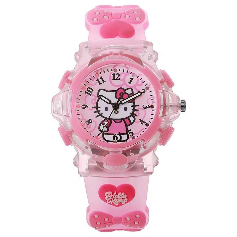 Hello Kitty Kinder-Quarz-Uhr mit Nachtlicht und Silikonarmband für Kinder Geschenk