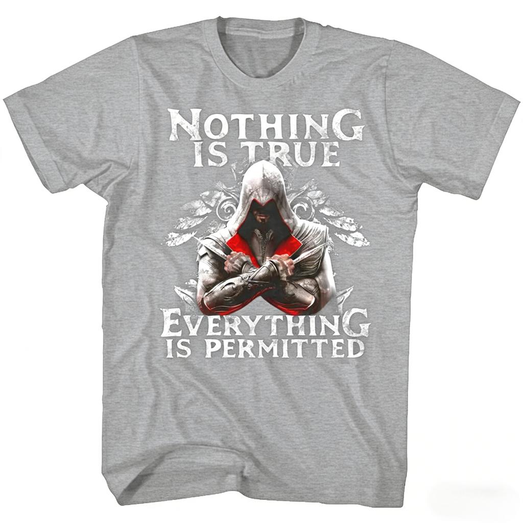 2026 gamerelated quote featuring the Assassin theme Printed Tshirt Nothing is absolutely correct everything is permissible