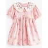 Girls' Pink Lapel Dress Baby Short-Sleeved Pure Cotton Babydoll Shirt Kidsren's Summer Dress Kidsren's Embroidered Princess Dress