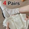 4 Pares Meias Femininas Cano Médio de Rede com Laço Borboleta Primavera Verão Absorventes de Suor Respiráveis Doce Estilo Ballet Meias Casuais