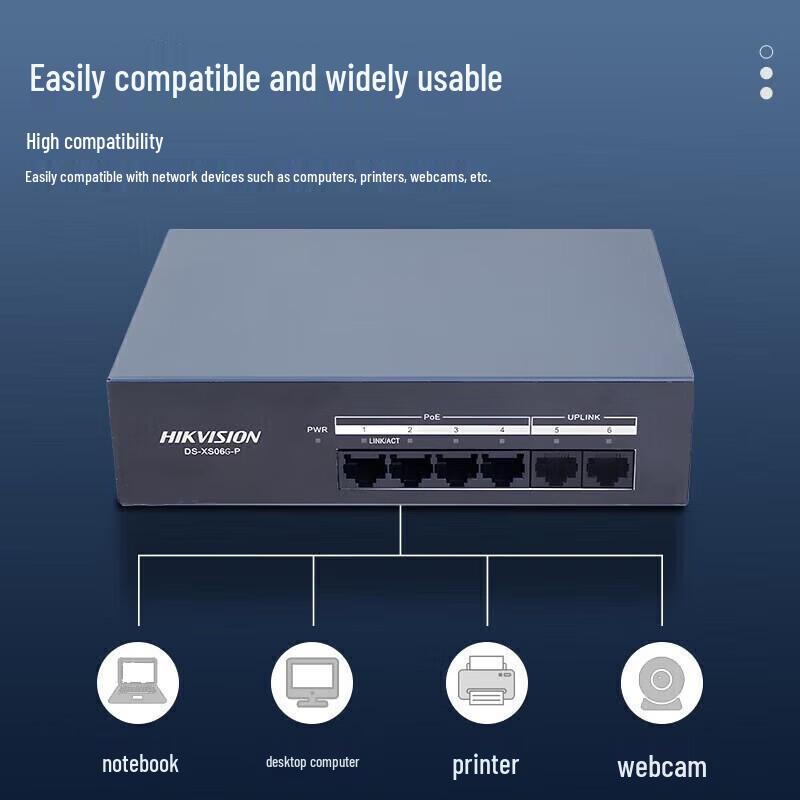 HIKVISION Desktop Gigabit PoE 4-Port Low Power Switch CN plug (adapter included)