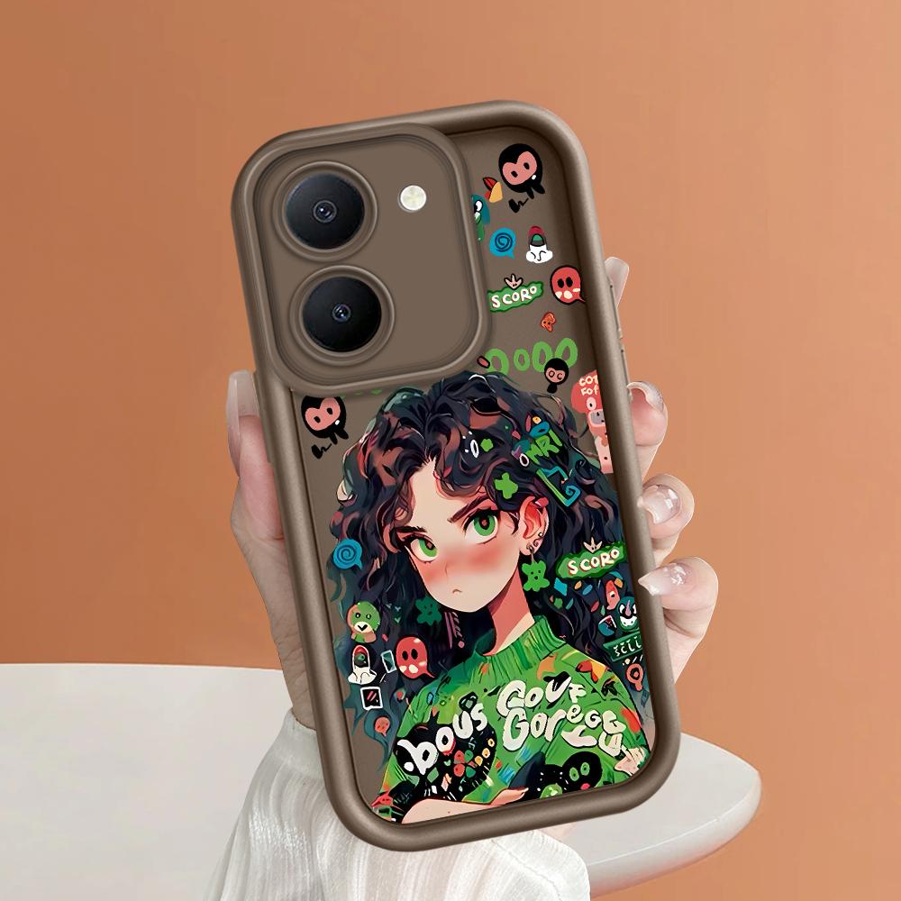 Soft Silicone Square Ladders Cartoon Pattern Full Cover Camera Protection Shockproof Case for iPhone Infinix Tecno Vivo