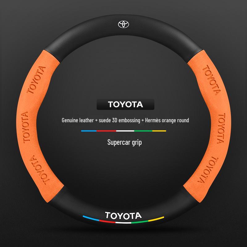 Toyota Avalon Steering Wheel Cover 2019-2024, Carbon Fiber Genuine Leather, Ultra-Thin, All-Season Universal Fit