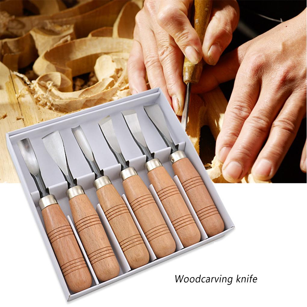 6 Pieces Wood Engrave Chisels Steel Business Factorial Industrial DIY Detailed Woodworking Hand Tool Accessories for