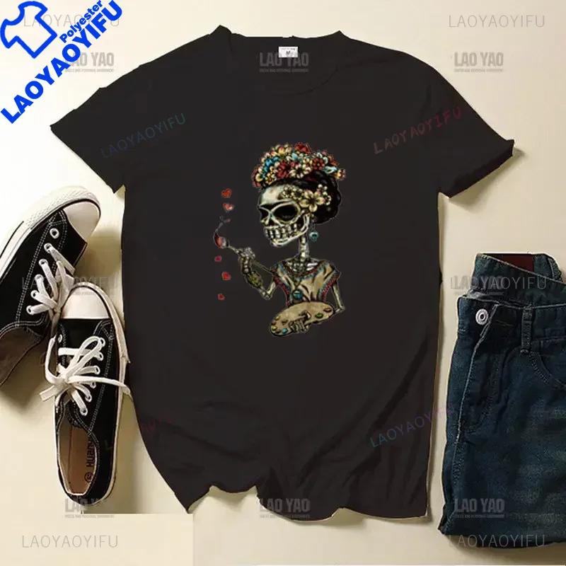 Skull Day Of The Dead Graphic T Shirts Skeleton Unisex Tshirts Mexican Heritage Flowers Black Tops Casual Kawaii Funny Clothes