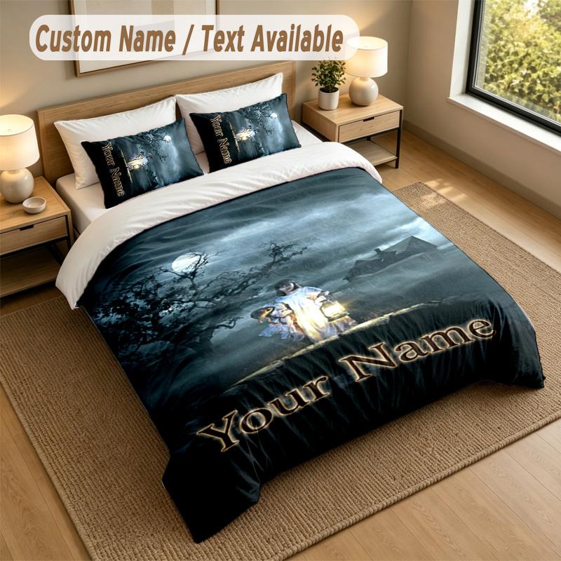 3Pcs Bedding Set Custom Name Text, 1 Sheet 2 Pillowcases Home Bed DecorThe Conjuring Annabelle