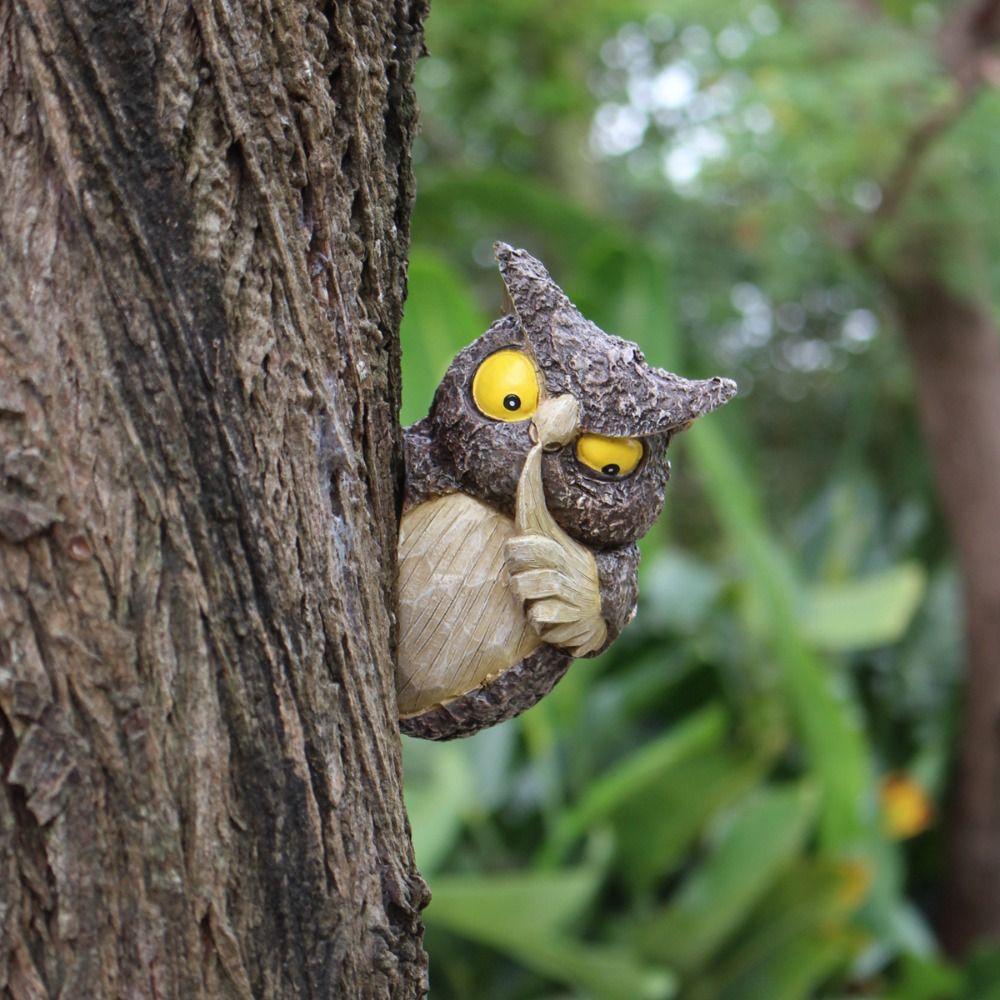 Personified Owl Tree Hanging Simulated Tree Decorations Pendant Miniature Figurine Sculpture  Home