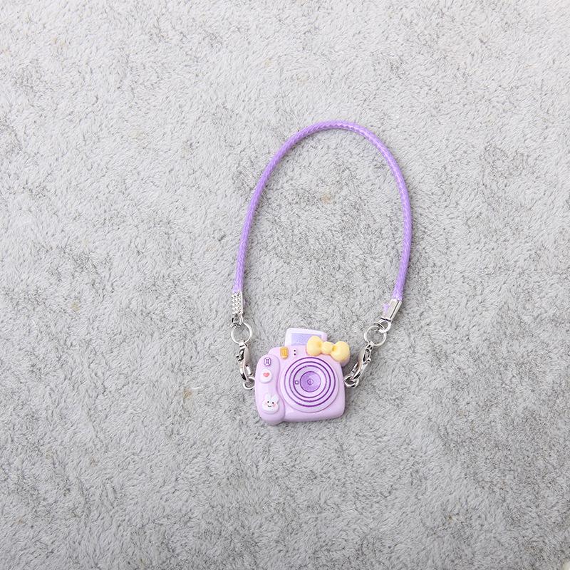 Dollhouse Mini Cartoon Model with Camera, Bow Tie, and Lanyard Pendant