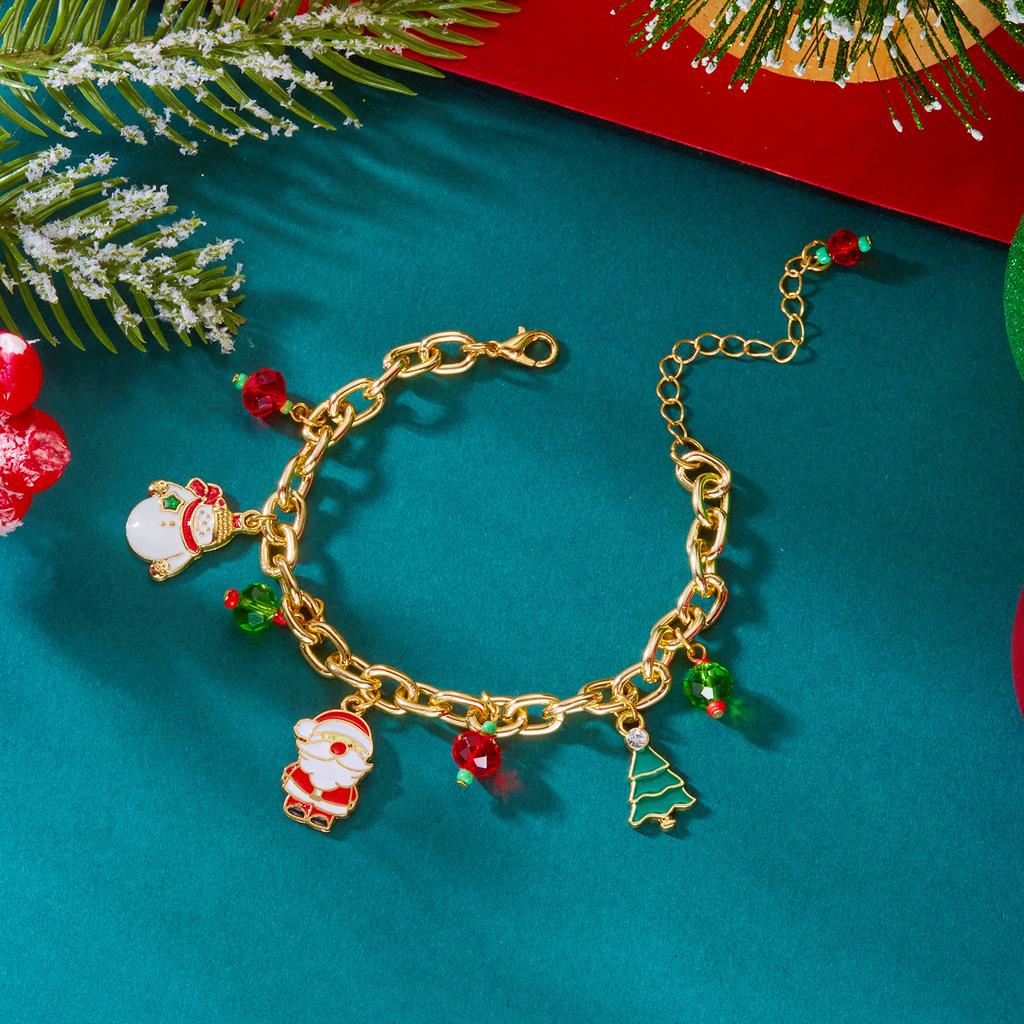Christmas Santa Claus Metal Link Chain Bracelets for Women Men Candy Snowflake Xmas Tree Elk Drop Bracelets Charm Party Jewelry