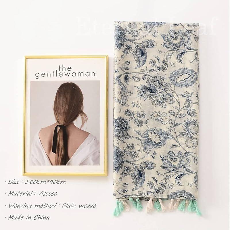 Used [New] [Eternal Leaf] Tassel Stole for Women, Large Scarf, Gauze-like Shawl, Sun Protection, UV Cut, UV Protection FT34509 (03. Leaf Green)