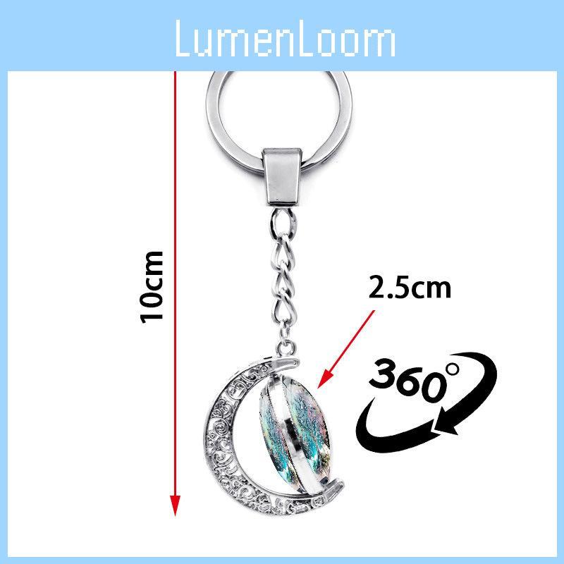 Tree Of Life Pattern Double-sided Rotating Moon Pendant Keychain Metal Key Ring Creative Small Gift Zinc Alloy