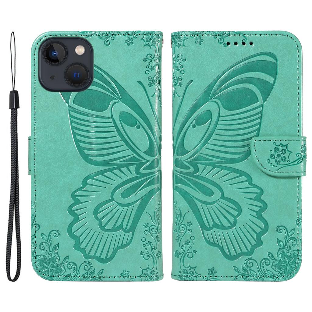 For iPhone 14 Case Butterfly Pattern Leather Phone Cover with Wallet Stand