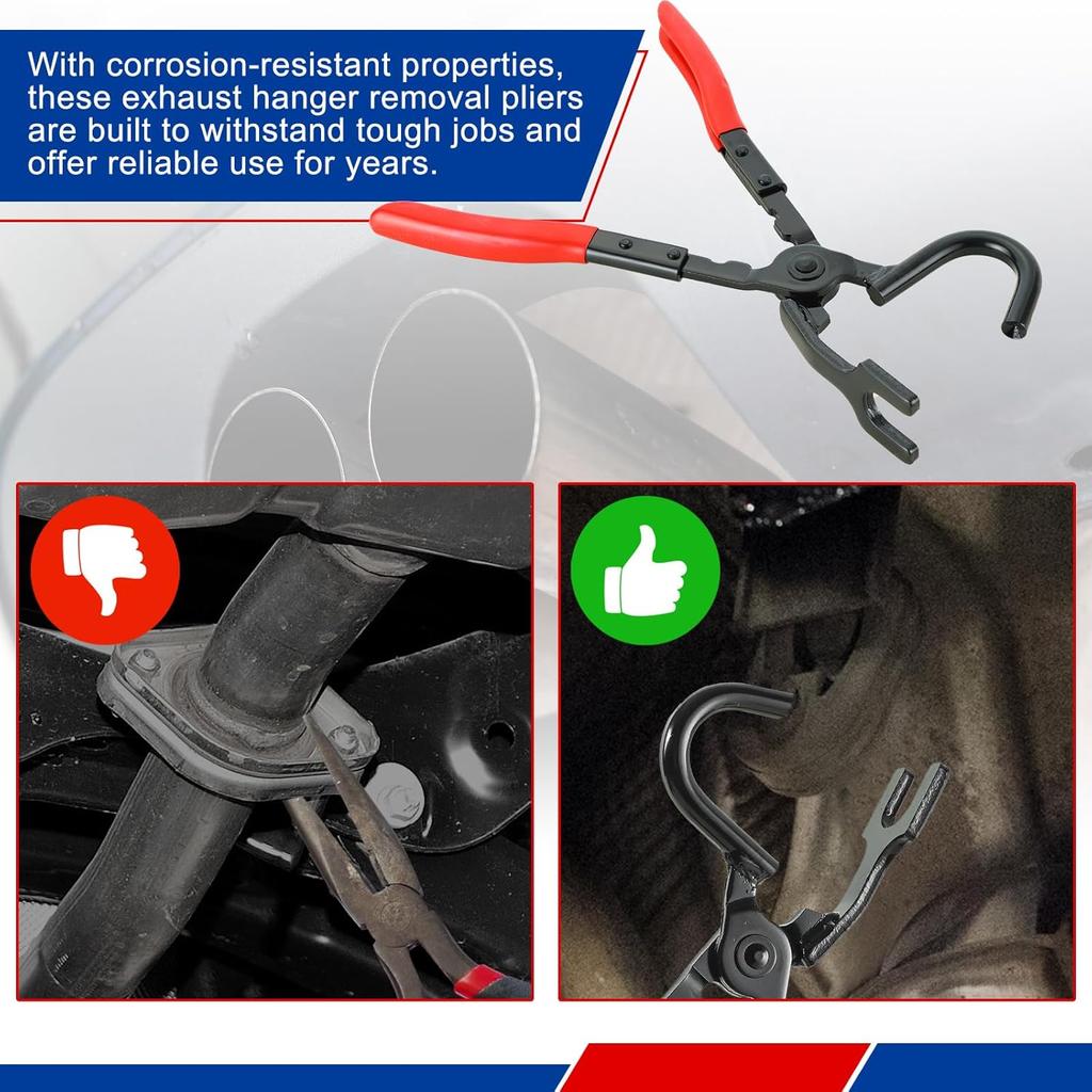 Exhaust Hanger Removal Tool Heavy Duty Pliers for Easy Separation of Rubber Brackets & Hangers Exhaust Hanger Removal Pliers Compatible with All Ex